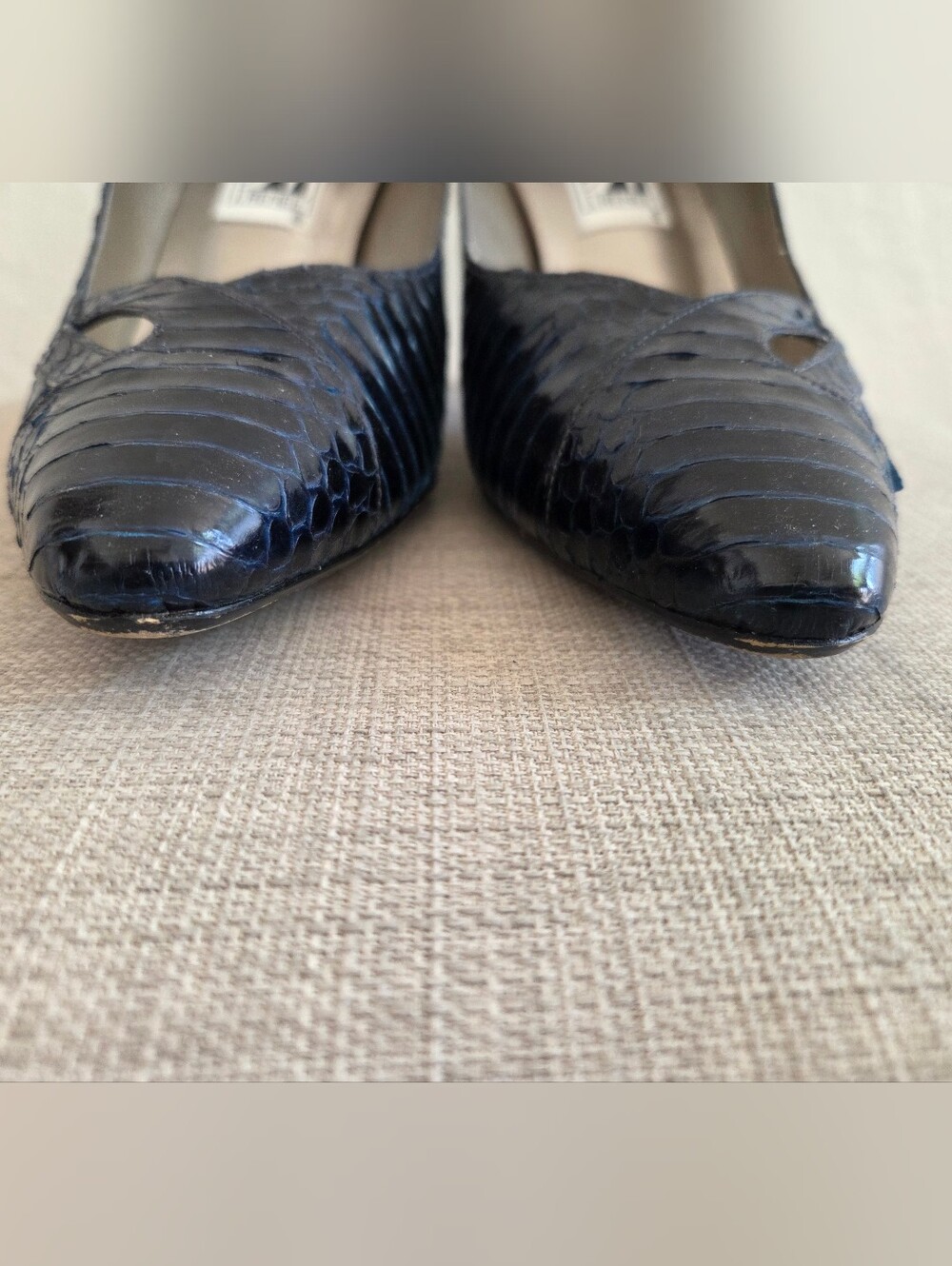 J. Renee Navy Textured Pointed-Toe Pumps - Picture 7 of 12